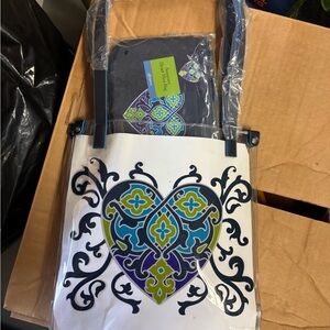 Brighton Clear Blue & Green Summer Heart Mini Bag w/ Cosmetic Bag